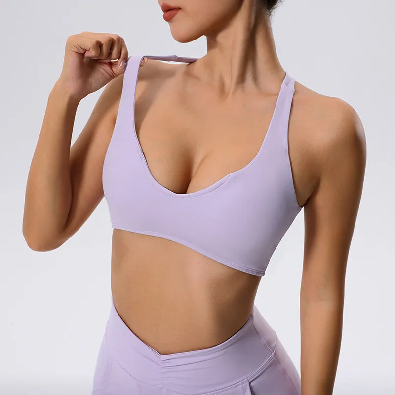 Push Up Sports Bra Women Underwear Cross Criss Top Padded Bralette Sports Bra Backless Training Fitness Workout Yoga Bra Women