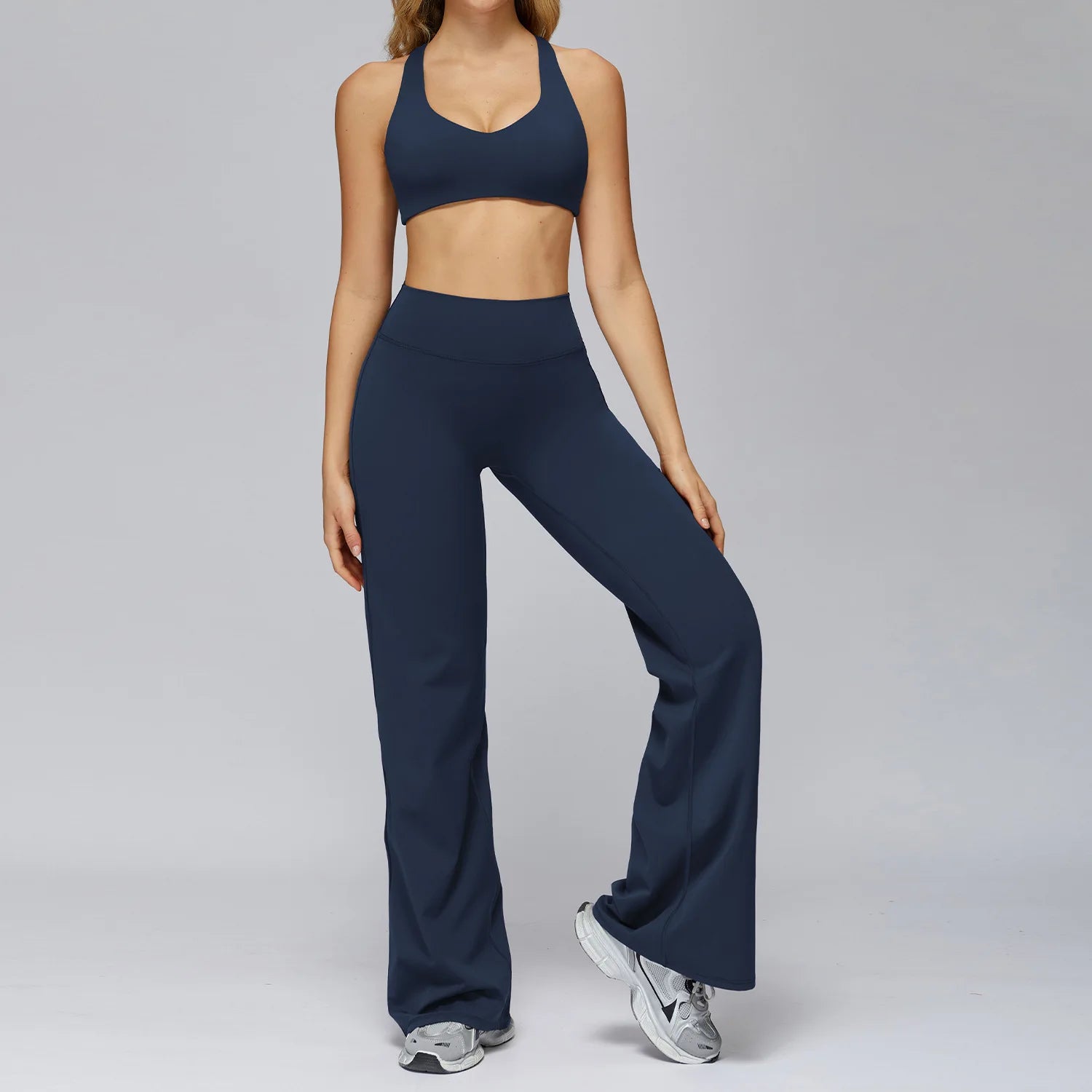 Yoga Set 2PCS Women Sportswear Workout Clothes Seamless Athletic Wear Gym Legging Fitness Bra Crop Top Long Sleeve Sports Suits