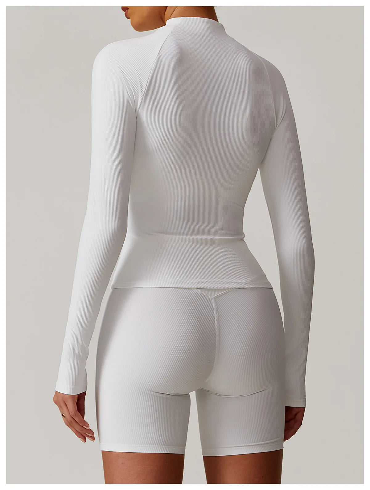 Ribbed Sports Long Sleeved Women Slim Yoga Clothes Quick Dry Zipper Cardigan Stand Up Collar Jacket Running Fitness Jacket Top