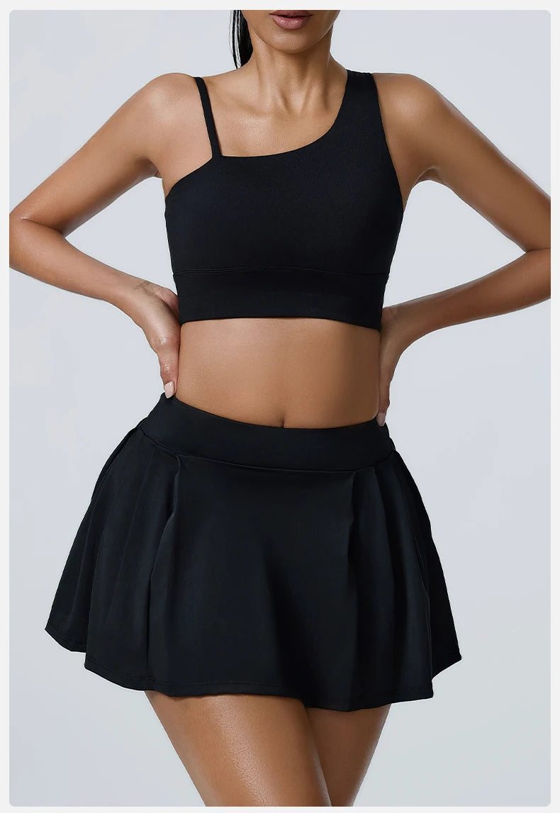 Yoga Set 2PCS Women Sport Suit Gym wear Workout Clothes Sports Crop Top Yoga Short Skirt Fitness Bra Set Breathable Gym Suits
