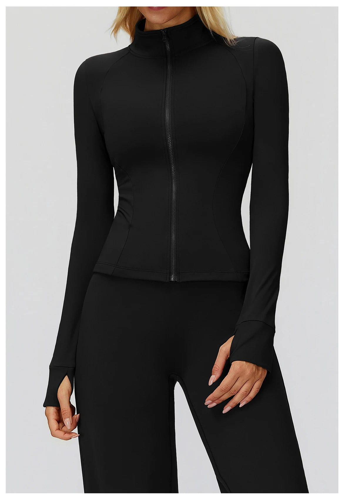 Zipper Long Sleeve Women Crop Tops Jacket Yoga T-shirts Solid Sports Top Running Shirts Sexy Quick Dry Fitness Gym Sport Wear
