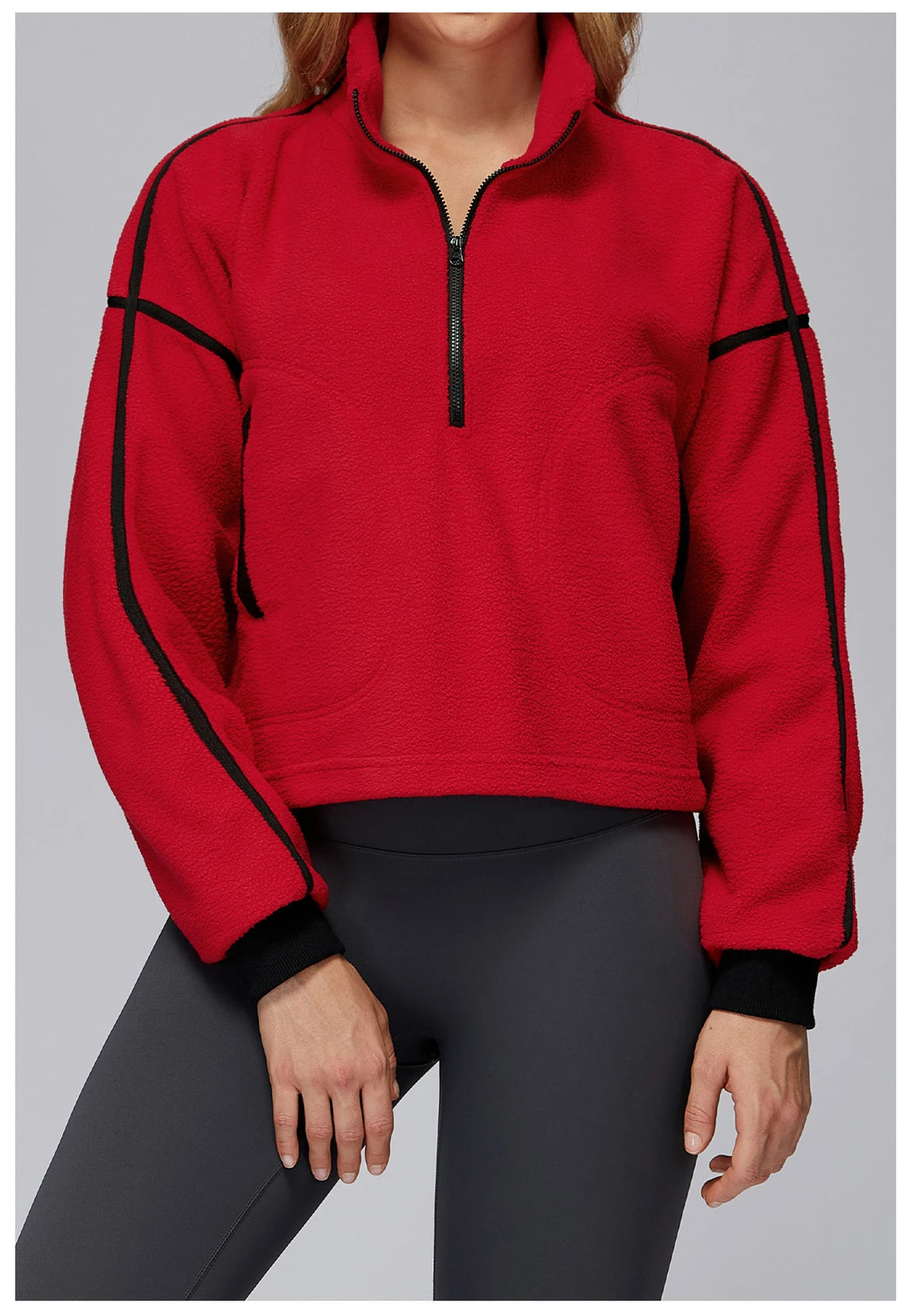 Winter Women's Standing Collar Windproof and Warm Fleece Jacket Women's Long Sleeved Running and Fleece Sports Jacket