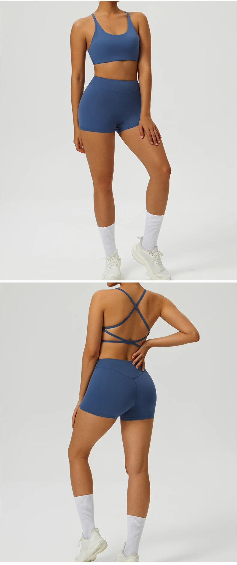 Yoga Clothes Set 2 Piece Gym Set Sportswear Women Cross Back Bra Top High Waist Leggings Fitness Suit Running Workout Tracksuit