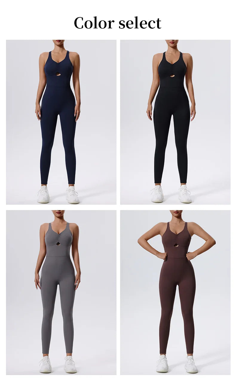 New Yoga Suit Gym Set Women Training Sportswear Women Sports Jumpsuit Fitness Rompers Stretch Female Push Up Workout Bodysuits