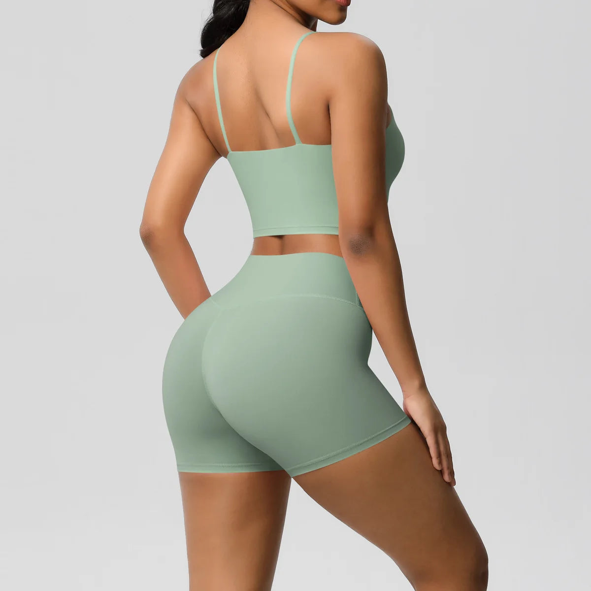 Yoga Sport Set Women Seamless Crop Top Bra Shorts Yoga Set Comfort Elastic Sportsuit Workout Outfit Fitness Gym Clothes