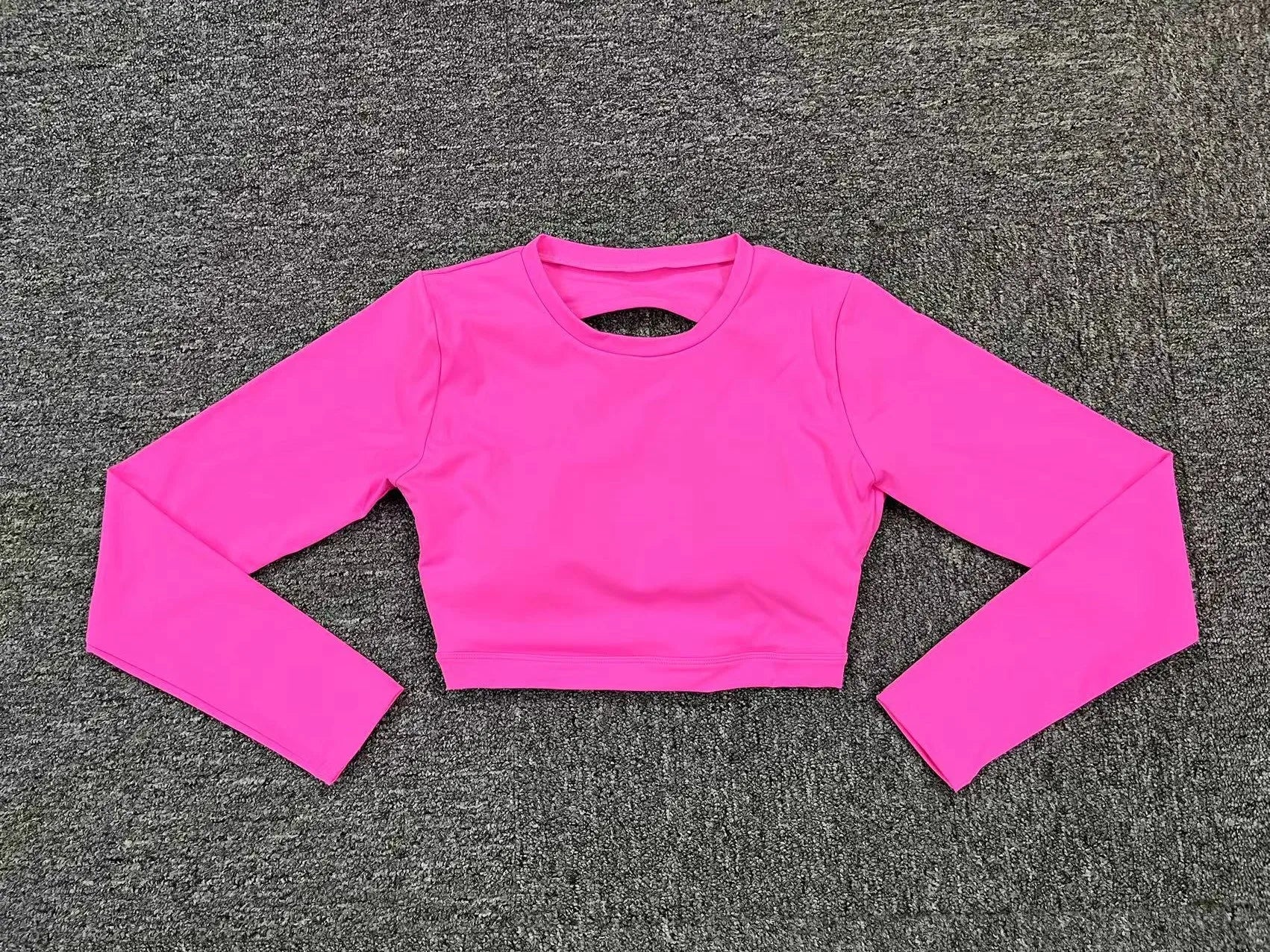 Women Long Sleeve Sport Shirt Hollow Out Yoga Tops Workout Running T-Shirt Girls Slim Gym Push Up Fitness Crop Top Female