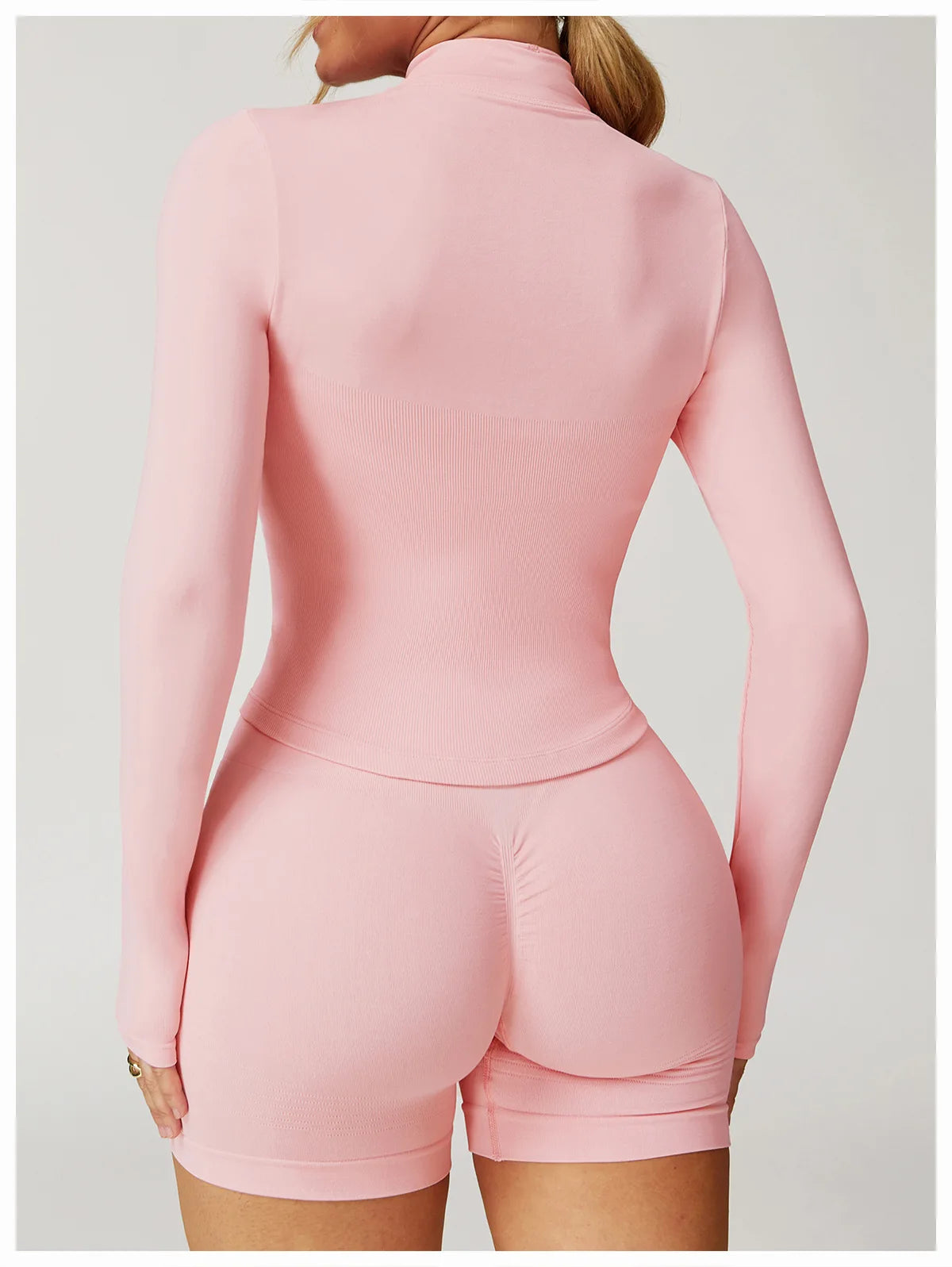 Ribbed Yoga Tops Women's Yoga Long Sleeved Standing Collar Sports Jacket Running Training Fitness Top Gym Workout Running Shirt