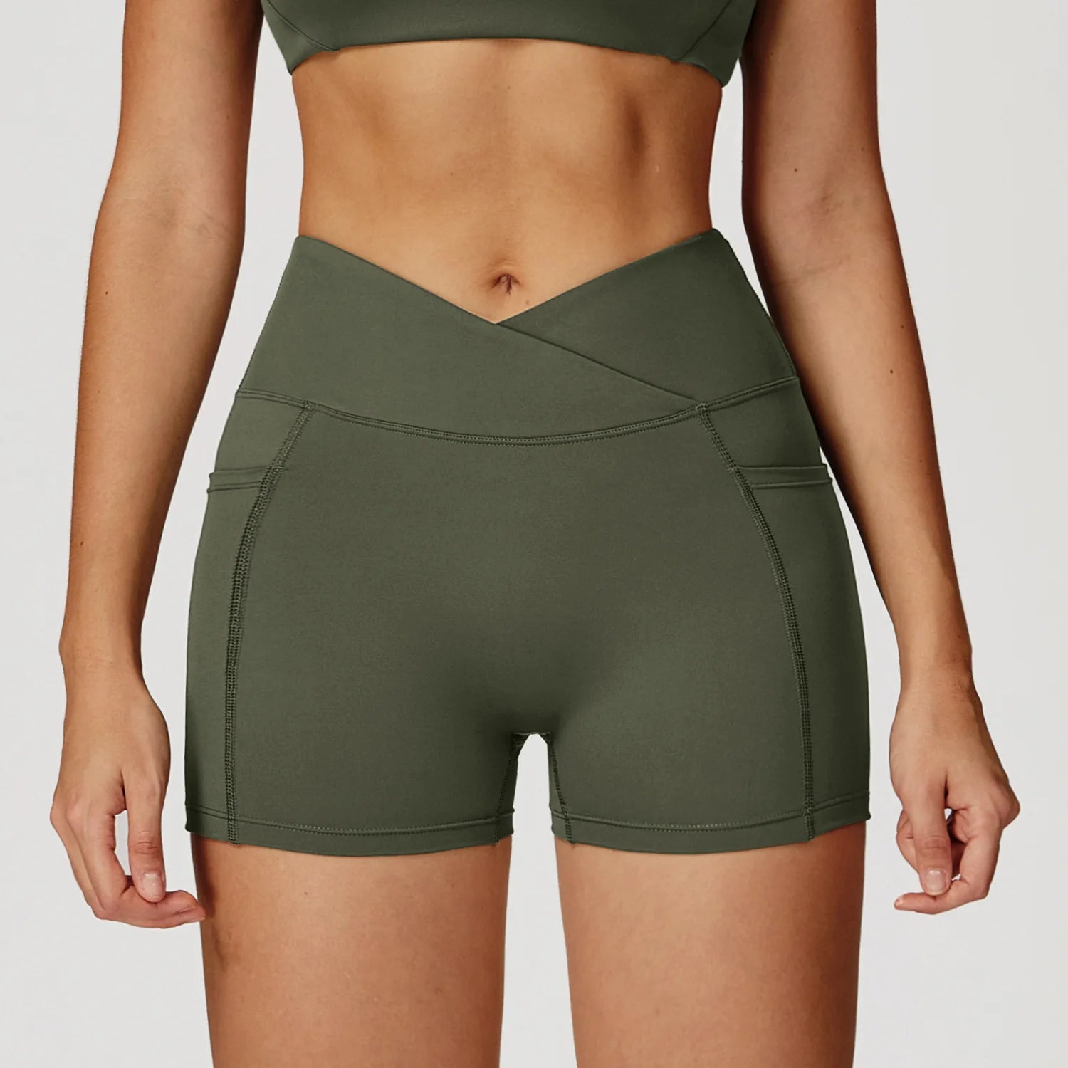 Cycling Shorts Cross Waist Head Yoga Shorts High Waist Workout Fitness Lift Butt Fitness Tights Gym Running Body Shaper Pants