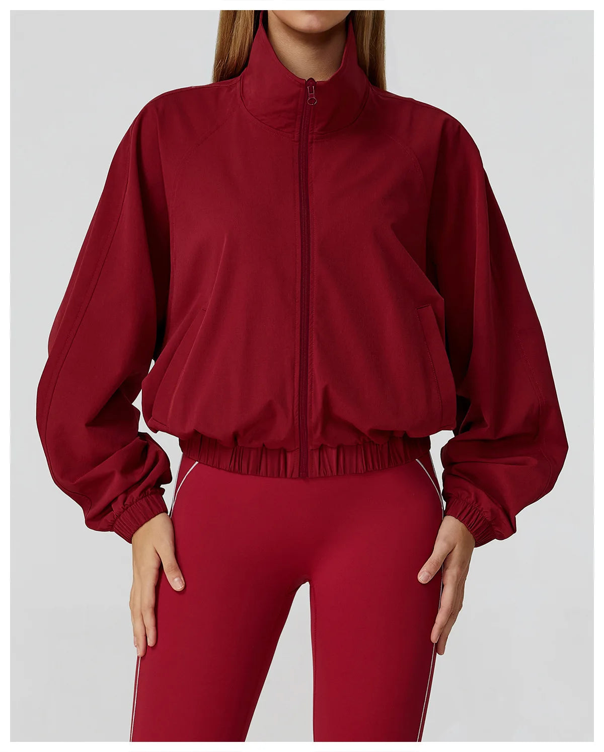 New Quick Drying Stand Up Collar Sports Jacket Women's Zipper Top Windproof Outdoor Running Fitness Long Sleeved Yoga Jacket