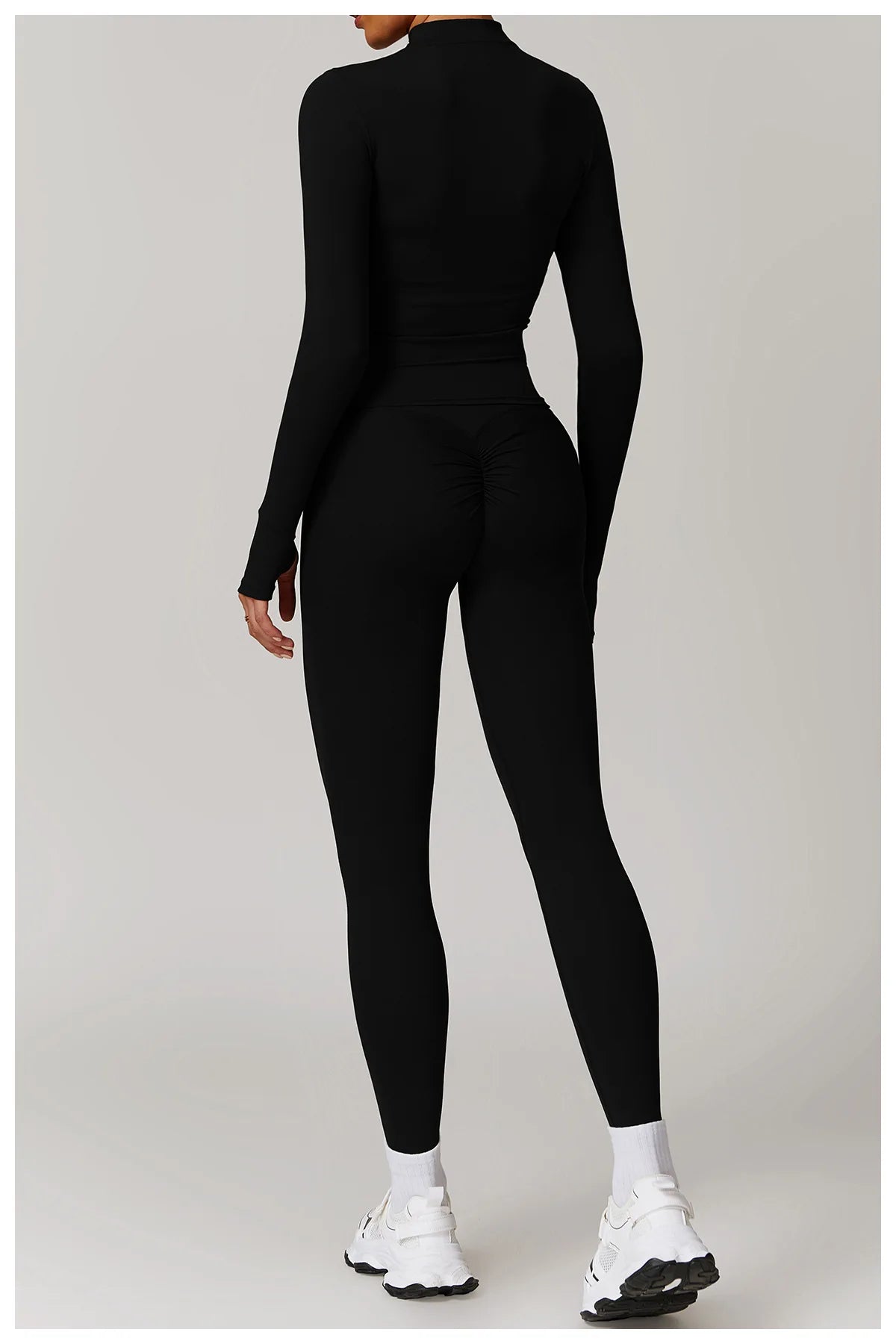 Women Outdoor Running Fitness Wear T-shirt Long Sleeved Thumb Holes Top Zipper Yoga Long Sleeved Yoga Shirt Gym Push Up Workout