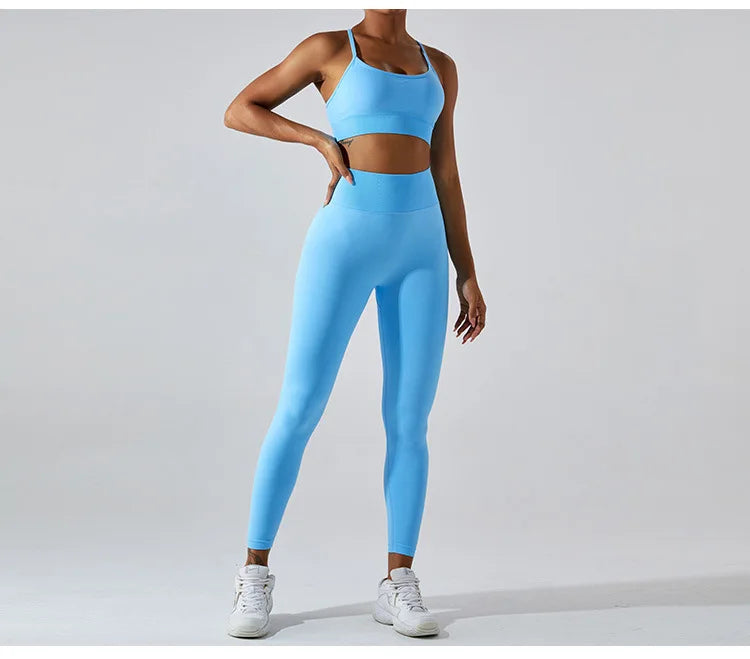Women's Tracksuit Seamless Fitness Suit 2PCS Yoga Set Sportswear Workout Sports Bra High Waist Leggings Gym Clothing Sports Suit