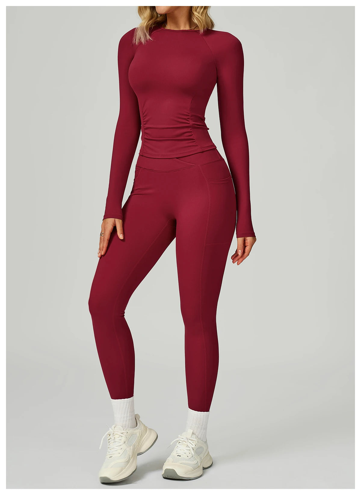 2 Pieces Yoga Suit Women Sports Set Quick-Drying Gym Set Women Tracksuit Running Workout Long Sleeve Sports Yoga Clothing