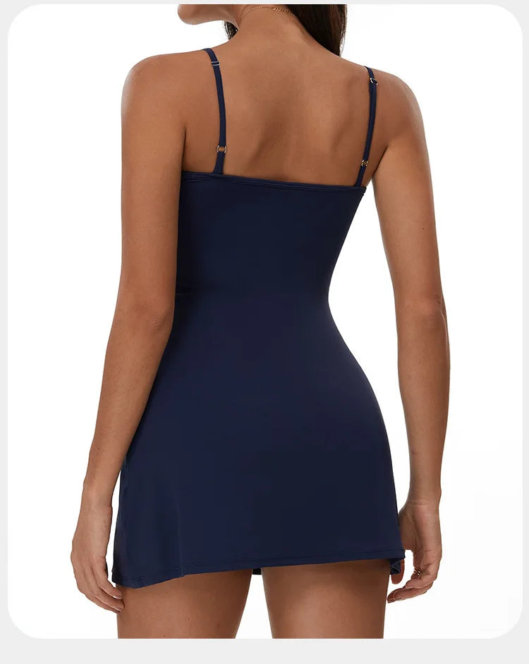 Women's Yoga Rompers Backless One Piece Tummy Control Dress Jumpsuit Padded Sports Bra Romper Fashion Fitness Sportwear Bodysuit