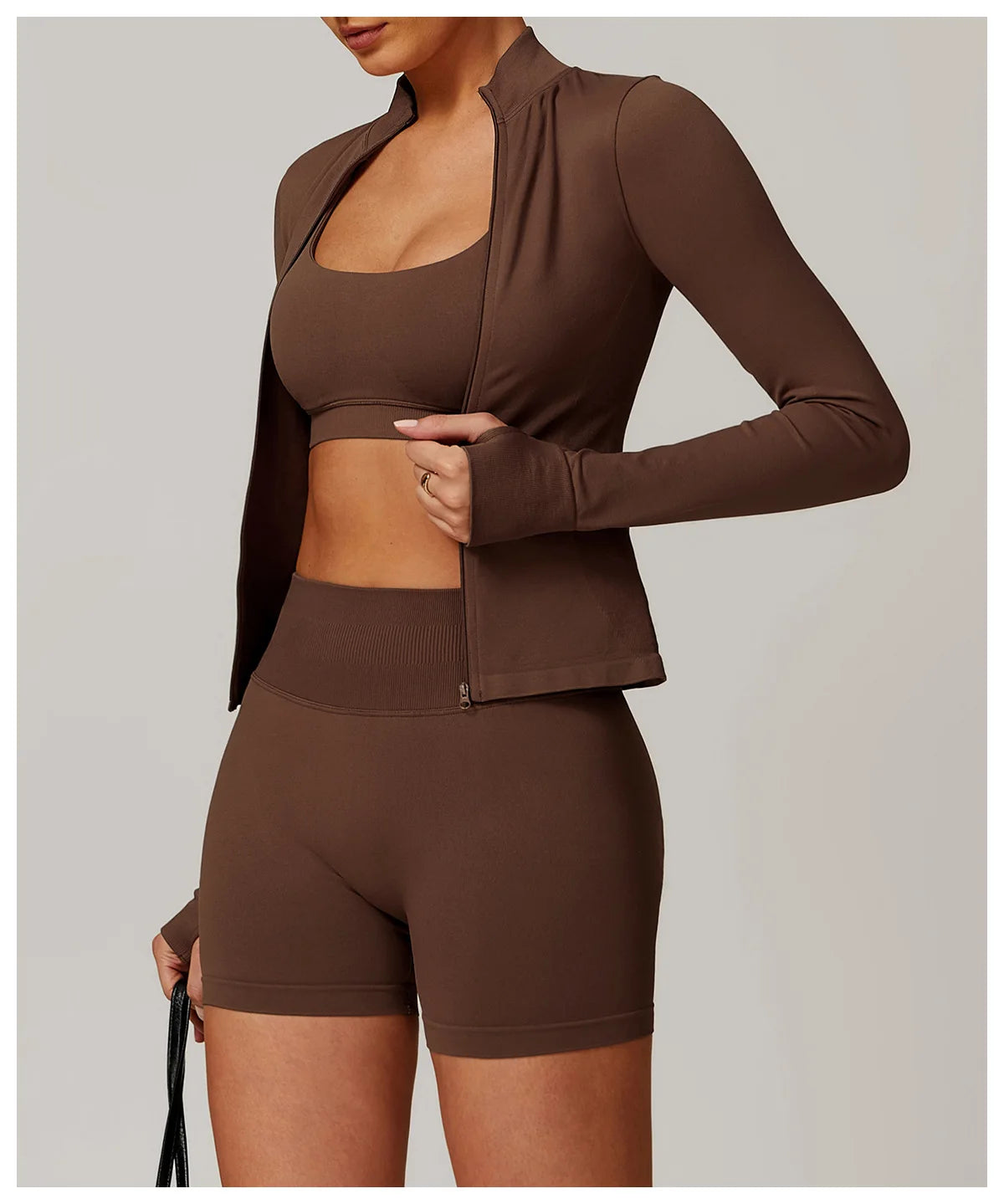 Seamless Yoga Slothes Women's Top Standing Collar Long Sleeved Sports Jacket Running Training Fitness Top Windproof Running Suit