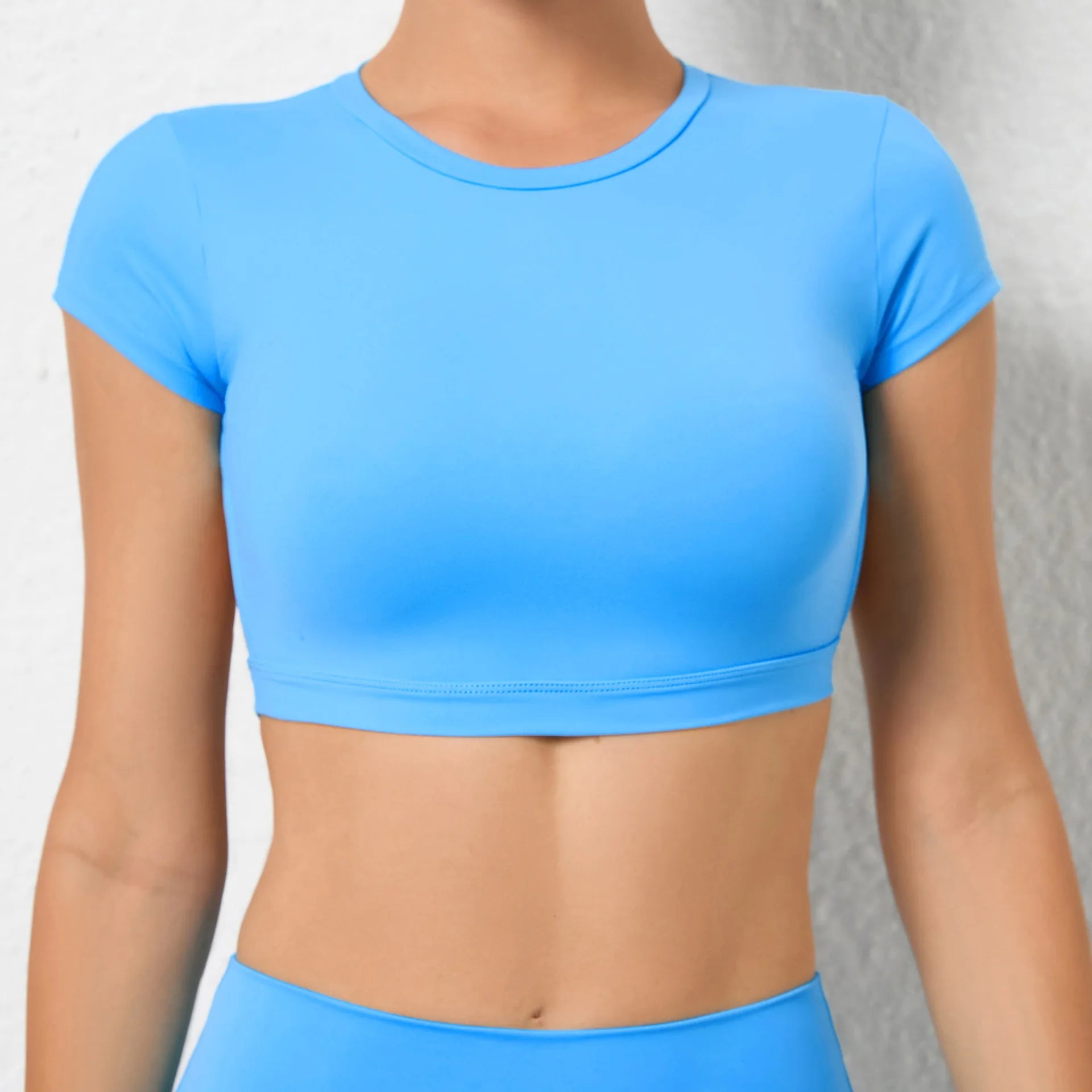 Women Short Sleeve Hollow Crop Top Yoga Short Sleeve Fitness Workout Tops Push Up Gym Shirt Sportswear Running T-shirts