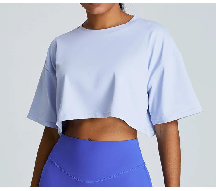 Loose Yoga Short Sleeves Women Breathable Quick Drying Yoga Clothes for Women Running Fitness Tops Sports Short Sleeved T-shirts