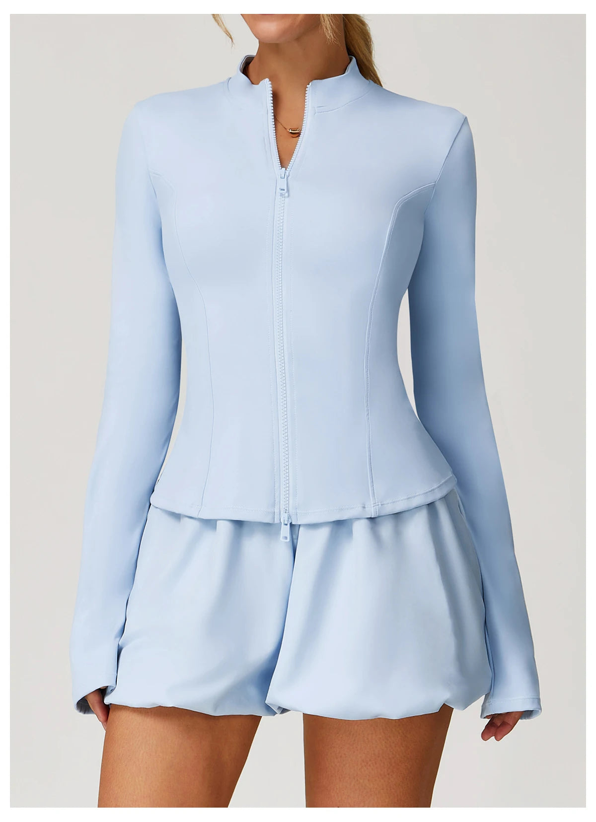Summer Yoga Suit Women's High-end Standing Collar Long Sleeved Sports Jacket Running Training Fitness Top Windproof Running Suit