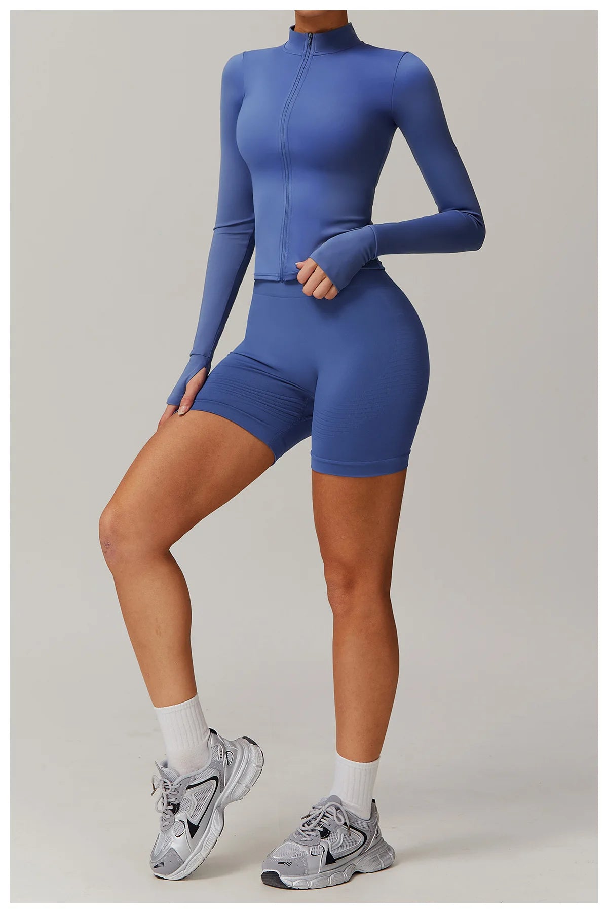 Women Zipper Jacket Yoga T-shirts Solid Sports Top Long Sleeve Crop Tops Running Shirts Sexy Quick Dry Fitness Gym Sport Wear