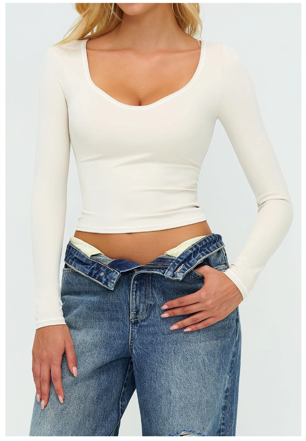 Yoga Shirts Women's Yoga Long Sleeve Fitness Long Sleeve Running Gym Clothes Workout Dry Fit Breathable High Elastic Sports Top