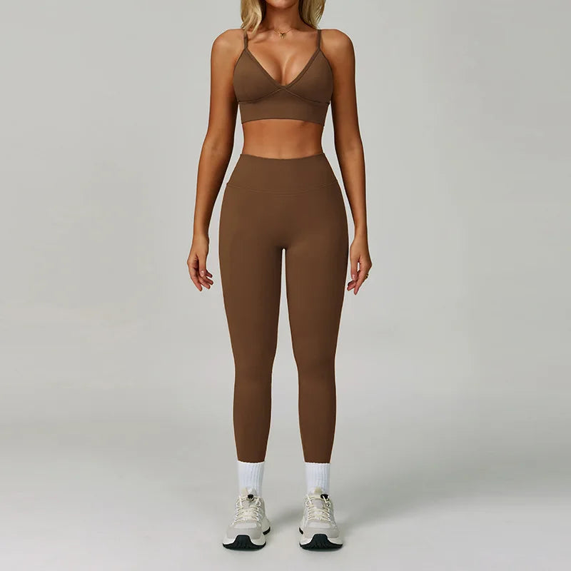 Seamless Yoga Suit 2PCS Sports Set Women Tracksuit Gym Running Workout Clothes Sports Long Sleeve Athletic Wear Yoga Clothing