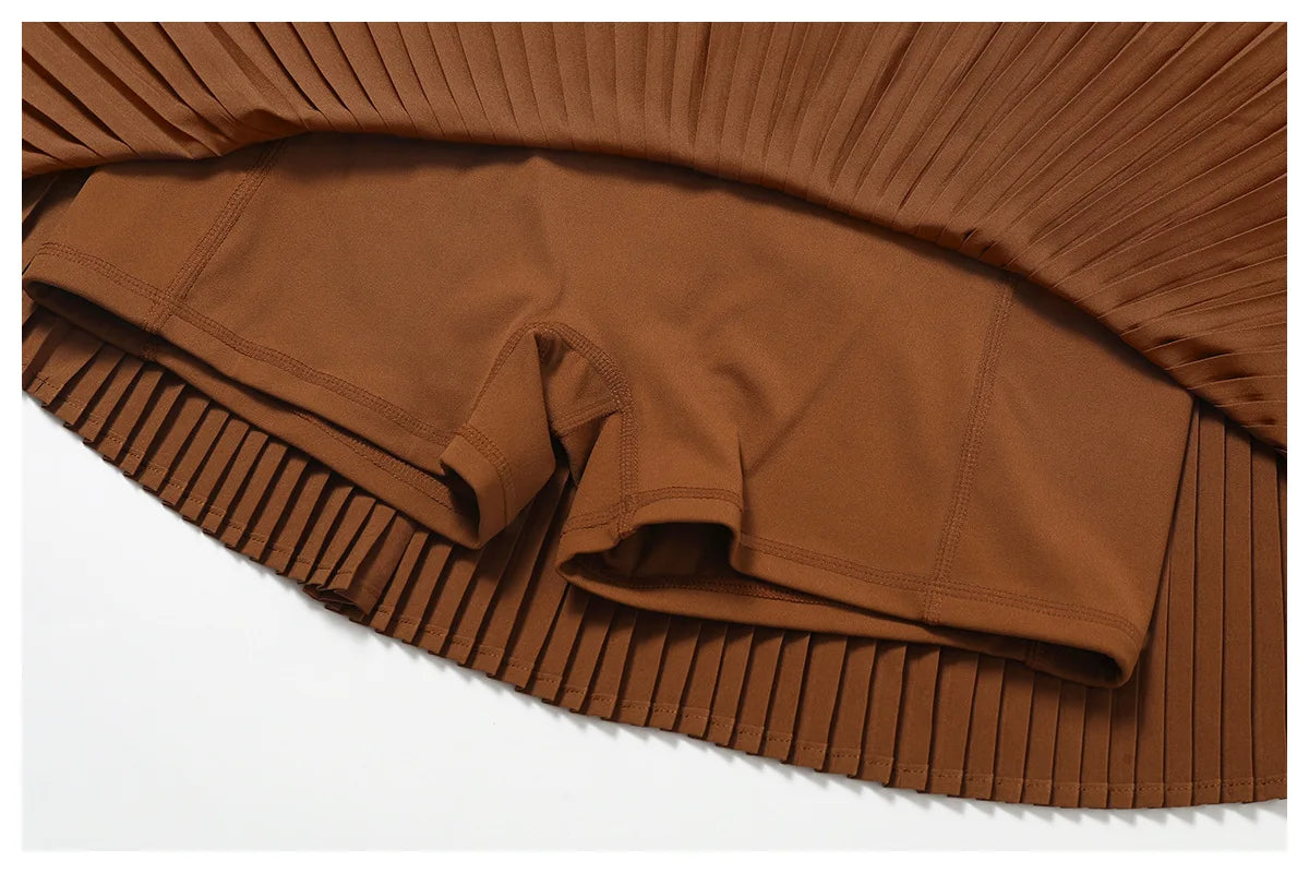 Women Pleated Sports Tennis Skirts Women High Waist Yoga Fitness Short Skirt With Pockets Gym Golf Loose Mini Skirt With Pockets