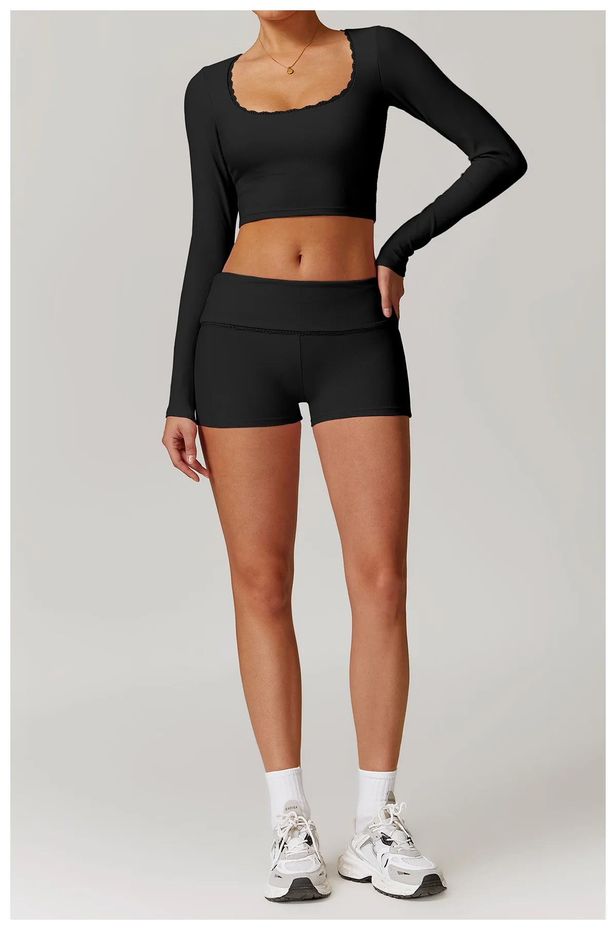 Ribbed Yoga Shirts For Women Long Sleeve Fitness Running Gym Clothes Push Up Workout Dry Fit Breathable High Elastic Sports Top