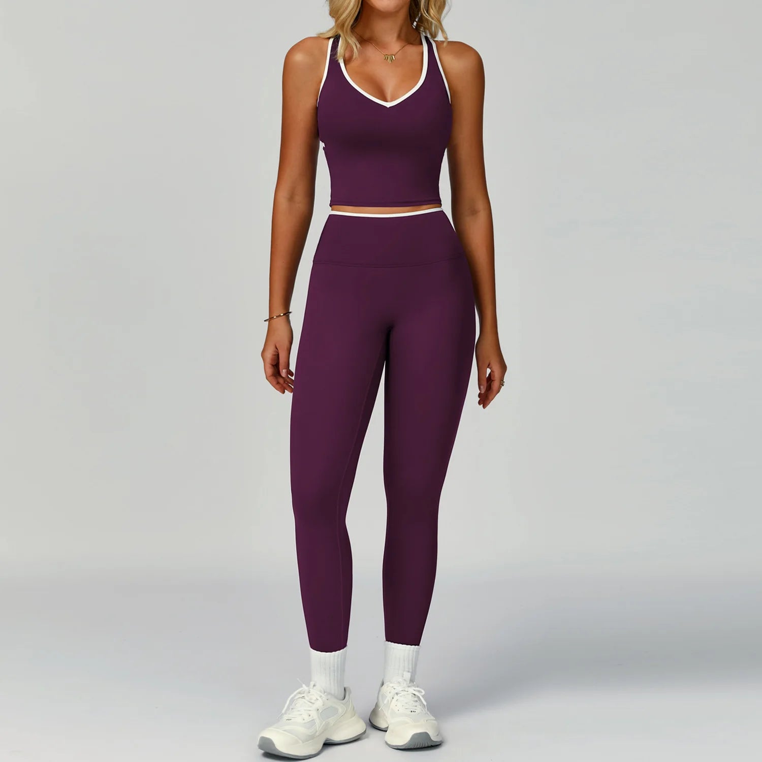Gym Tracksuit Yoga Set 2 Pieces Workout Outfits Fitness Sportswear High Waist Leggings Sports Bra Athletic Wear Women Clothes