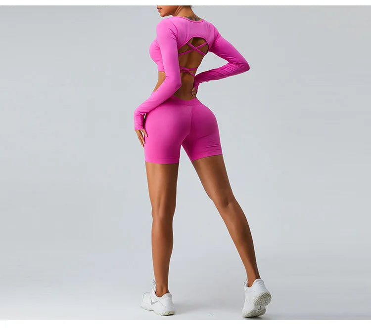 Seamless V Back Yoga Shorts Women Sportwear Fitness Tights Elastic Scrunch Gym Cycling Push Up Running Workout High Waist Shorts