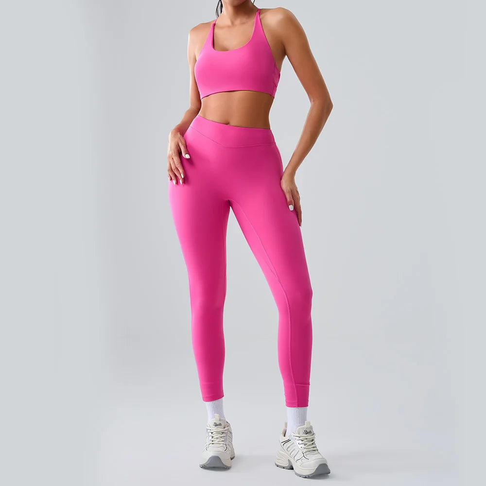 Yoga Suit Women Sports Set 2PCS Quick-Drying Gym Set Women Tracksuit Running Workout Short Sleeves Sports Shirt Yoga Clothing