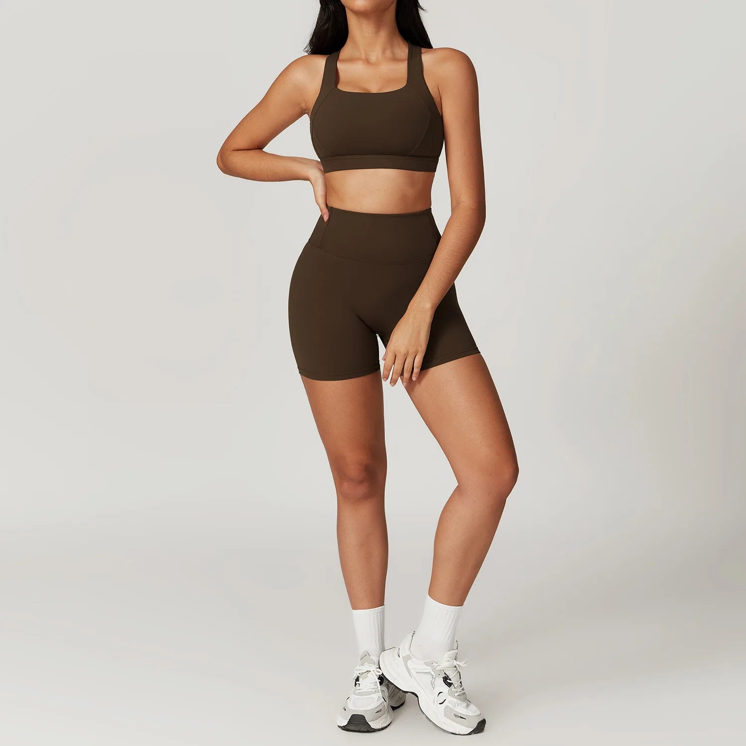 2PCS Women's Tracksuit Athletic Wear Yoga Set Workout Shorts Sportswear Gym Clothing High Waist Leggings Fitness Bra Sports Suit