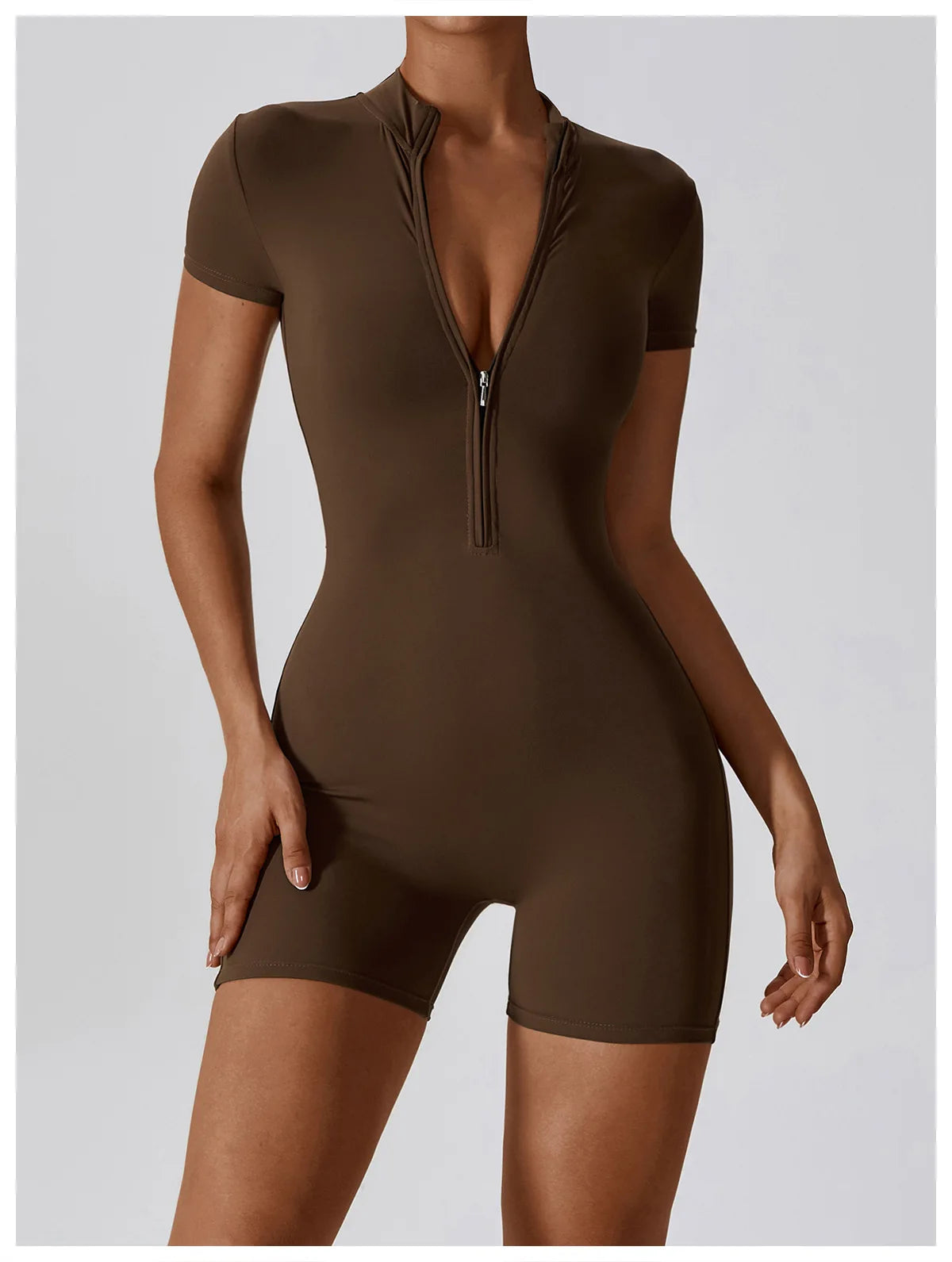 Summer Zipper Jumpsuits Short Sleeve Yoga Bodysuit Women's Yoga Set Gym Tracksuit Push-up Workout Clothes Dance Fitness Bodysuit