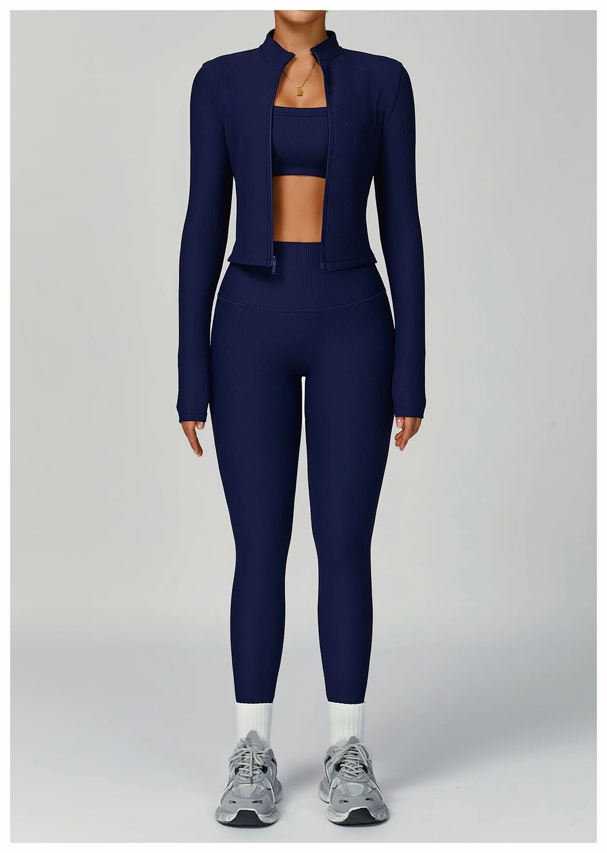 Women Tracksuit 2PCS Yoga Suit Sports Set Quick-Drying Gym Set Running Workout Zipper Long Sleeve Sports Shorts Yoga Clothing