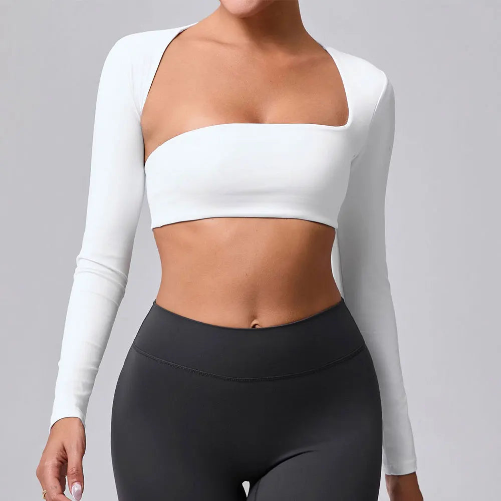Women Yoga Shirts Crop Top Sexy Long Sleeves Shirts for Women Yoga Sports Running Fitness Gym Clothes Push Up Workout Tops