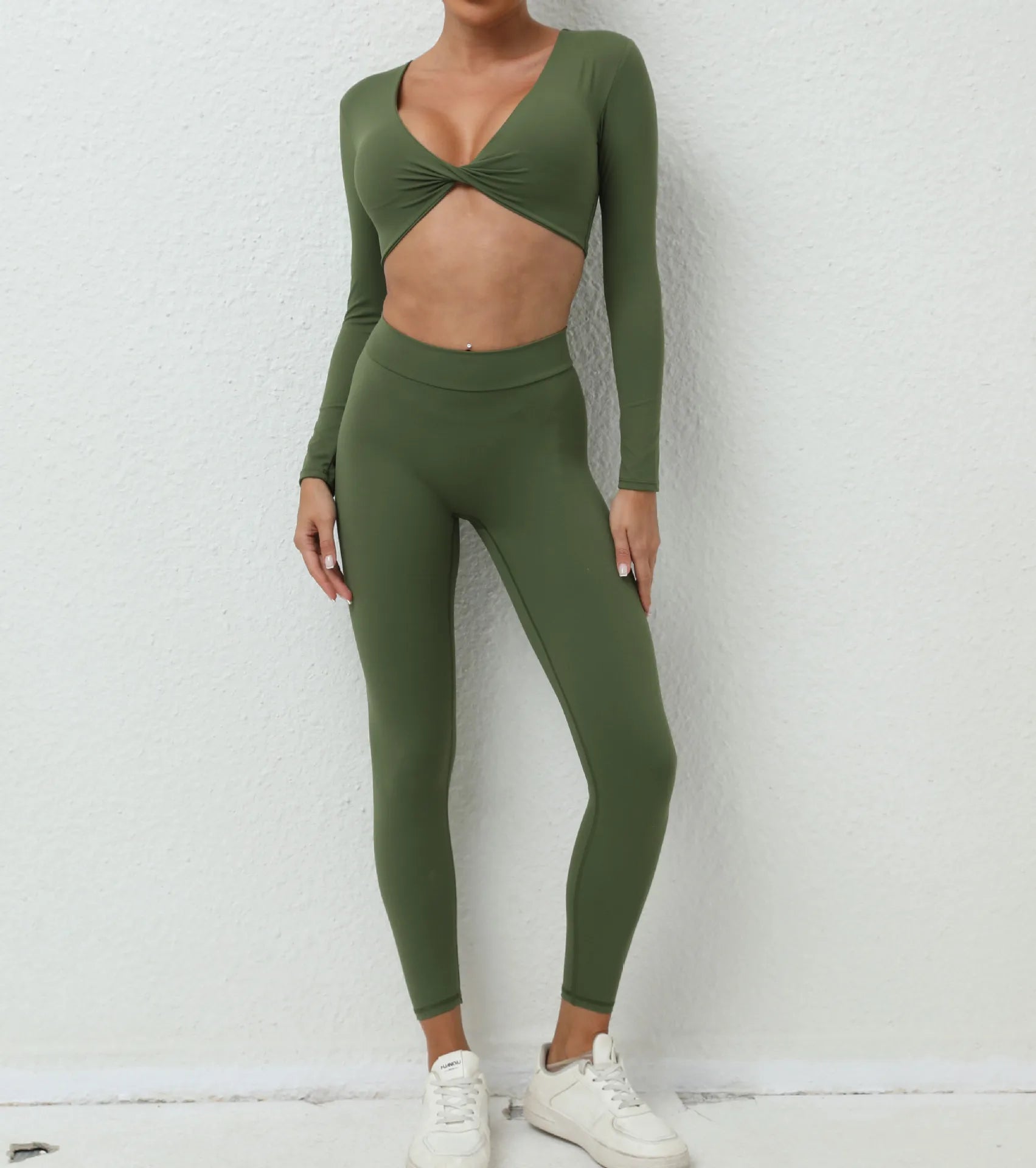 Yoga Set 2PCS Women Tracksuit Workout Set Sportswear Gym Clothes Fitness Long Sleeve High Waist Leggings Set Sports Suit