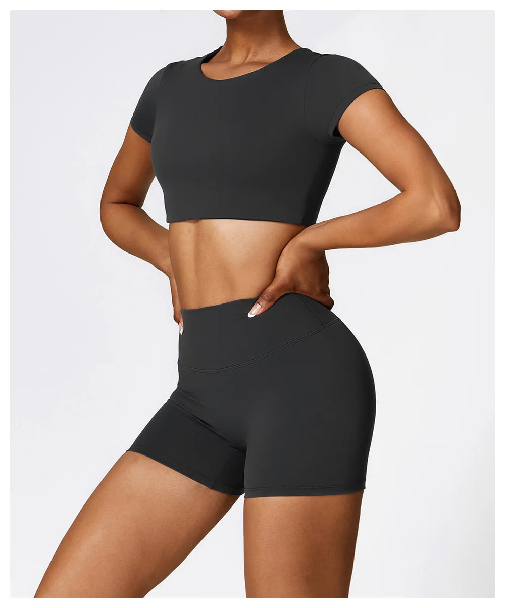 Yoga Top Women Sport T Shirts Push Up Fitness Clothes Short Sleeve Yoga Shirt Gym Top Running Active Wear Sport Top Femme Tights