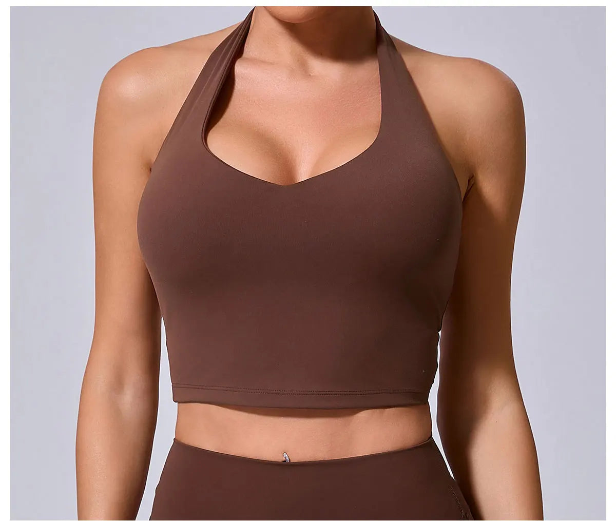 Women Hanging Neck Yoga Sports Bra Breathable Shock Proof Gym Workout Fitness Push Up Top Yoga Running Sportswear Vest Bra