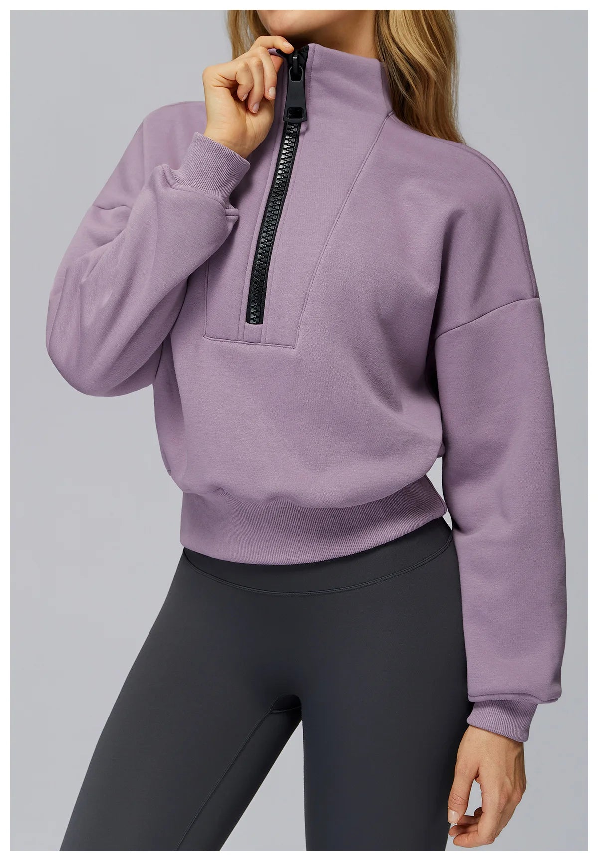 Winter Sports Hoodie Yoga Long Sleeved Women's Stand Collar Loose Windproof Hoodie Warm Long Sleeved Casual Outdoor Sports Top