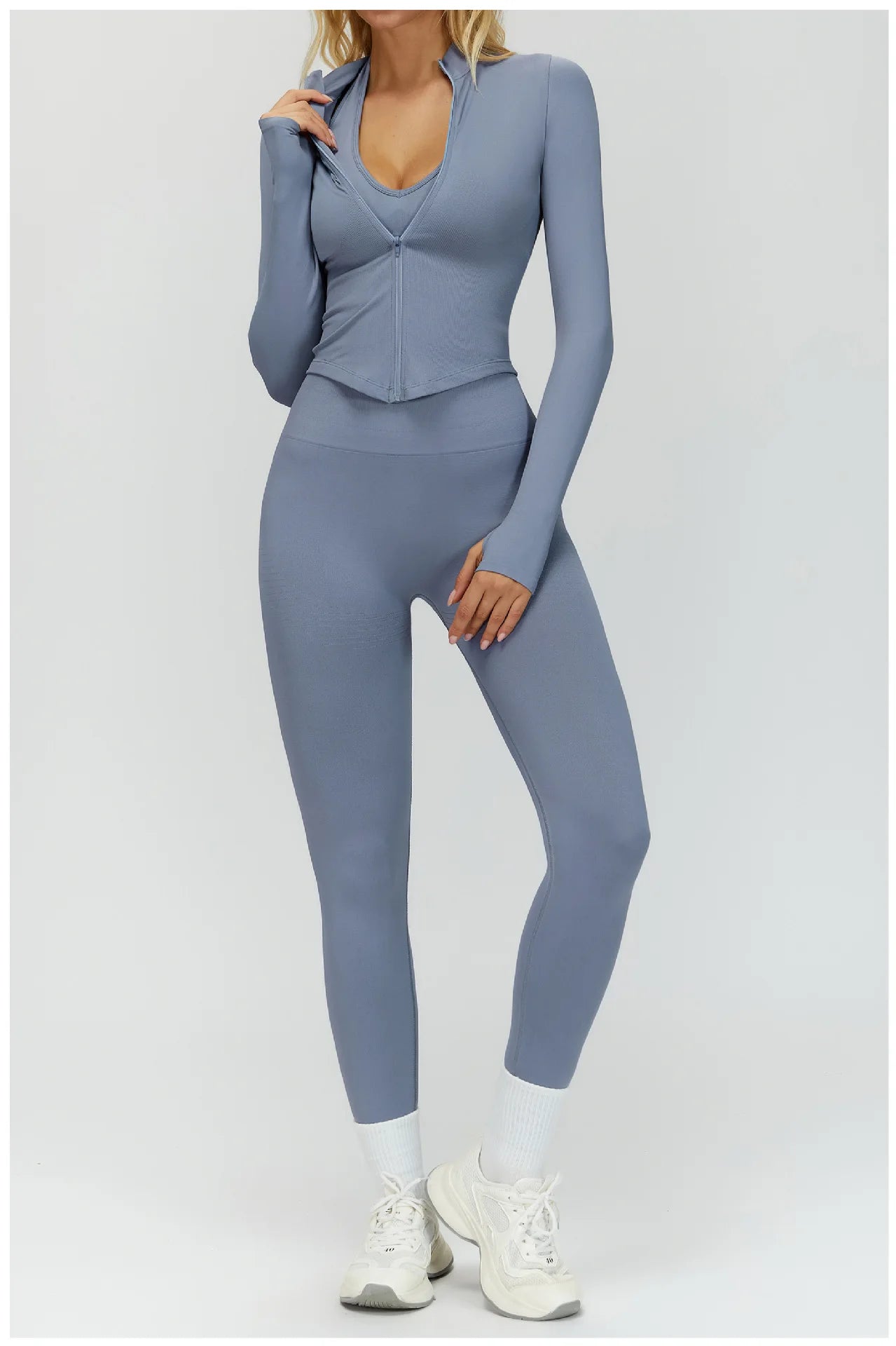 Seamless Outdoor Sports Long Sleeved Women Yoga Coat Quick Dry Zipper Cardigan Stand Up Collar Jacket Running Fitness Jacket Top