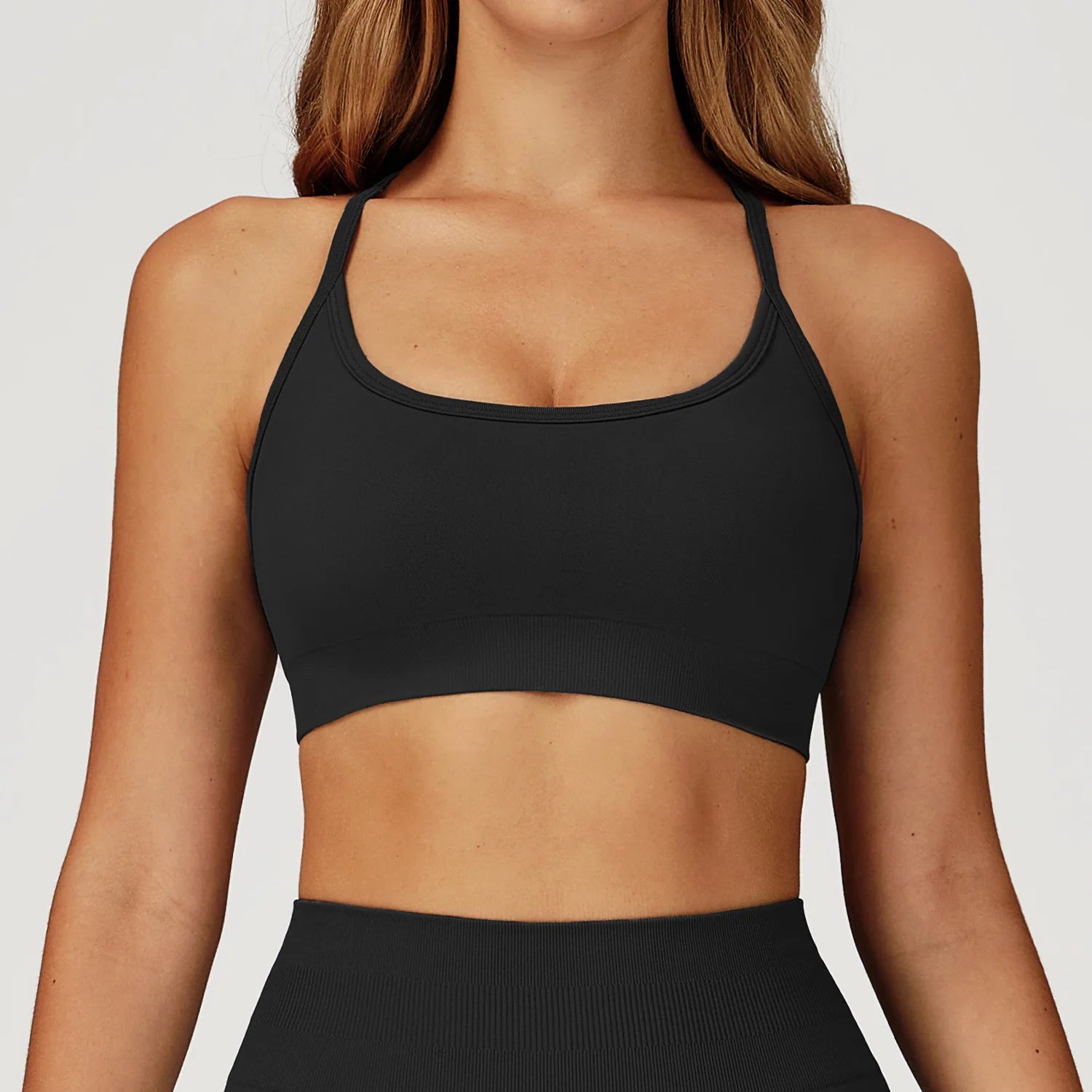 Breathable Sports Bra Anti-Sweat Fitness Top Women Yoga Bra Crop Top Push Up High Strength Sport Bra Seamless Gym Workout Top