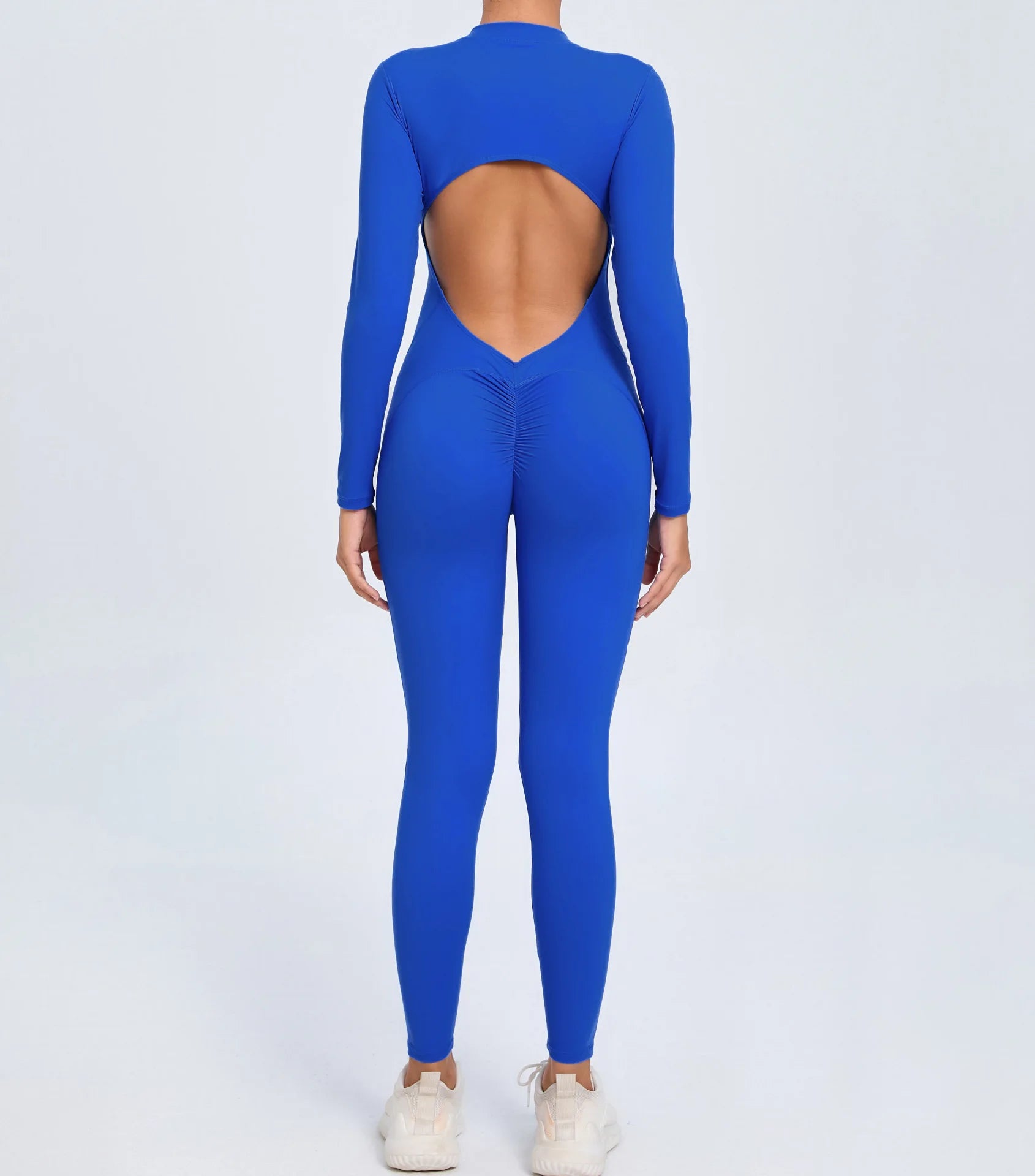 Backless Rompers Yoga Long Sleeved Women's Sportswear Gym Zipper Jumpsuits Workout Bodysuit Fitness One-piece Skin-tight Garment