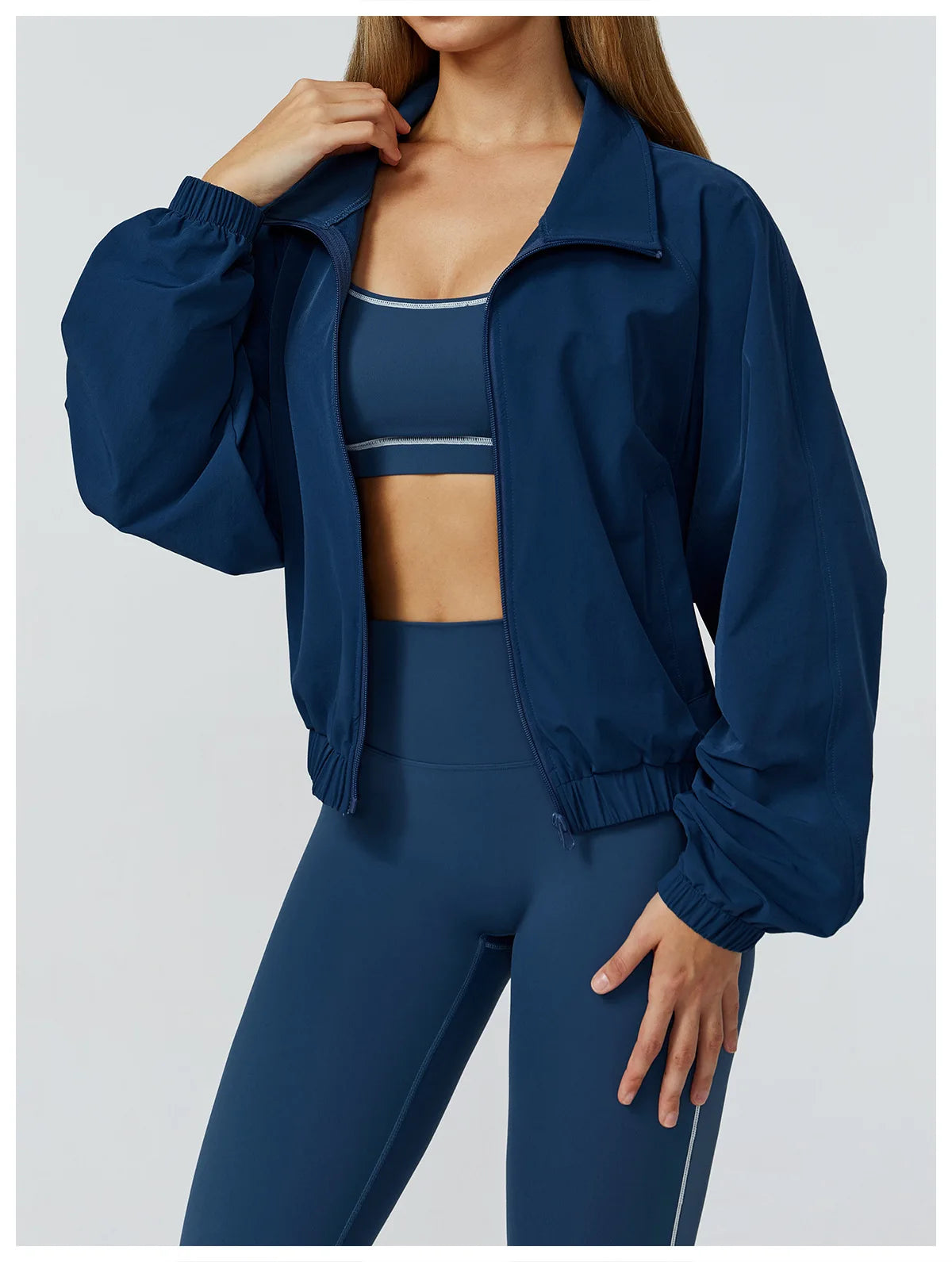 New Quick Drying Stand Up Collar Sports Jacket Women's Zipper Top Windproof Outdoor Running Fitness Long Sleeved Yoga Jacket