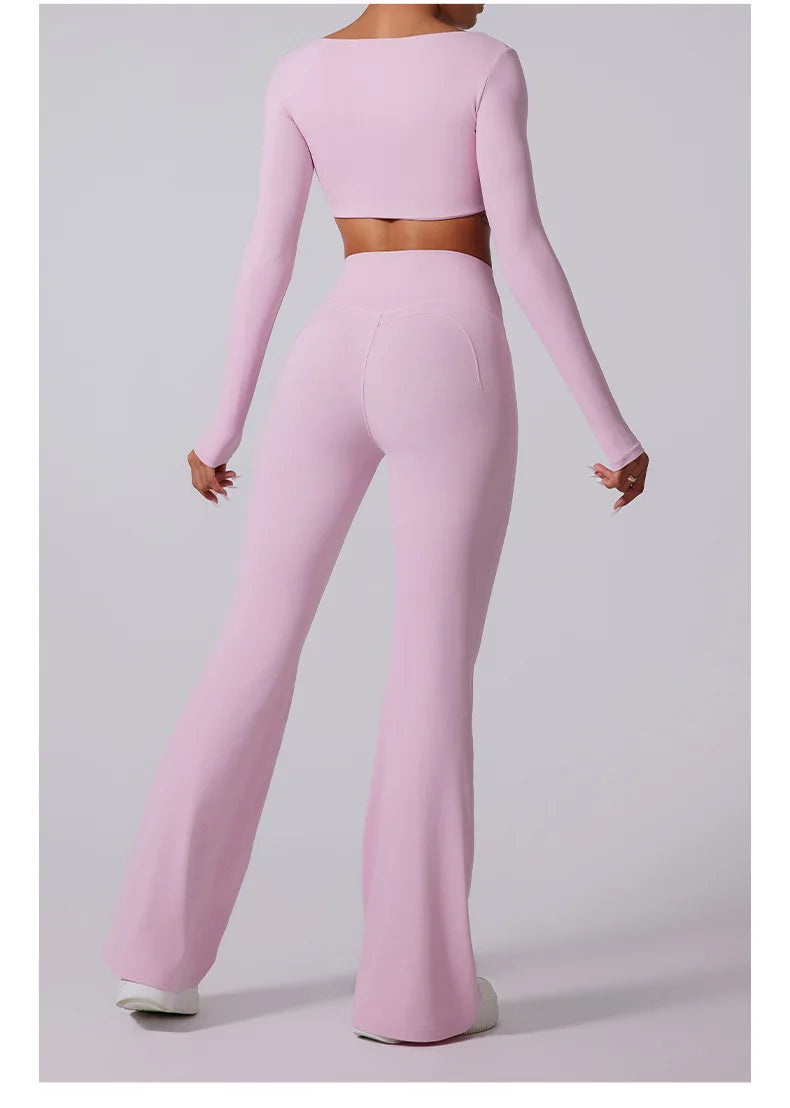 Women's High Waist Flared Leggings Gym Fitness Yoga Pants Workout Runing Sport Leggings Control Tummy Yoga Wide Leg Pants