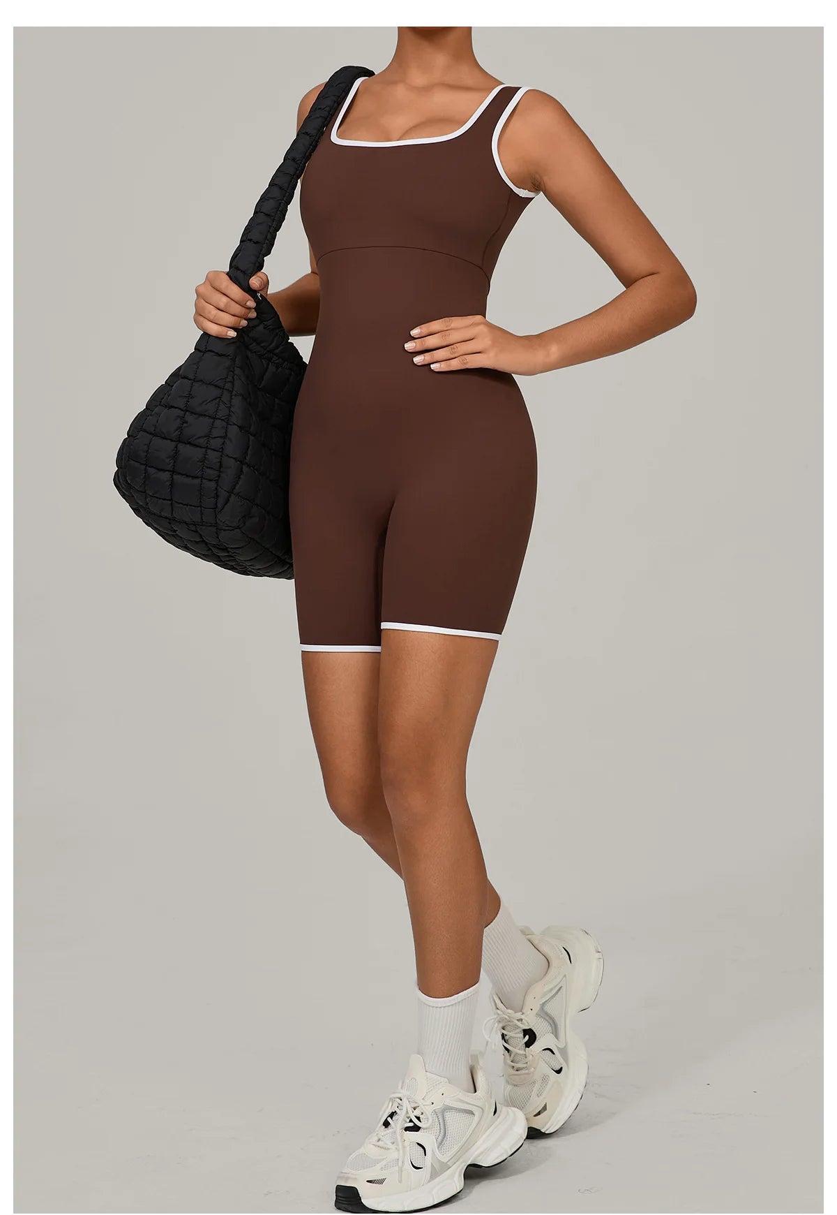 Women Color Blocked Yoga Jumpsuit Sleeveless Romper Elastic Quick Drying Fitness Workout Sportswear One-Piece Short Yoga Clothes