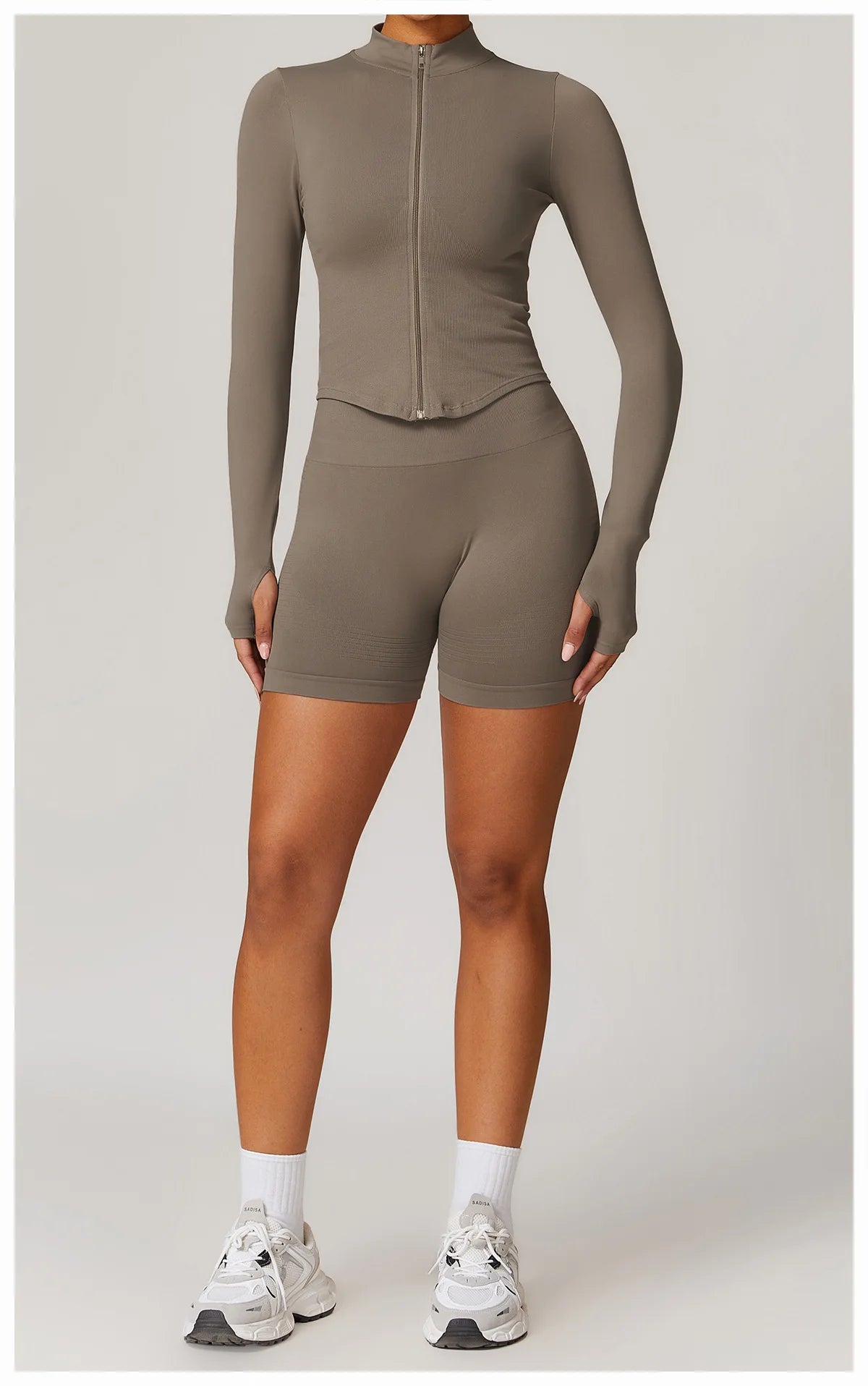 Seamless Outdoor Sports Long Sleeved Women Yoga Coat Quick Dry Zipper Cardigan Stand Up Collar Jacket Running Fitness Jacket Top