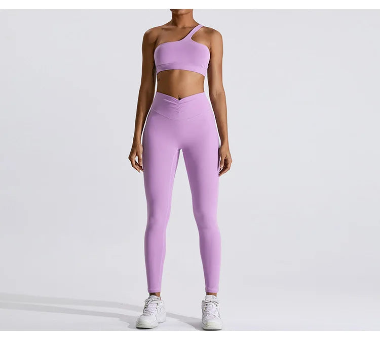 Women One Shoulder Sports Underwear Gym Top Bra Training Women Yoga Bra Stretch High Strength Workout Fitness Women Sports Vest