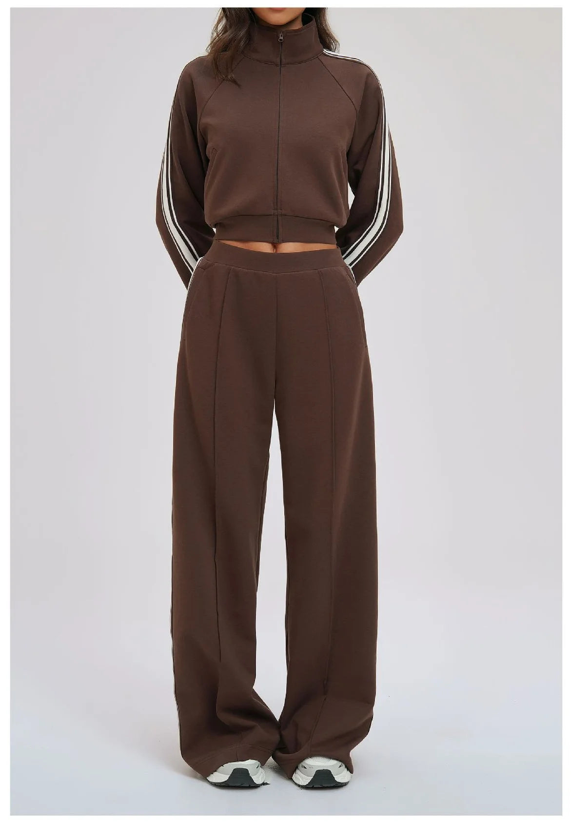 Color Blocking Hoodie Set 2-piece Women's Long Sleeved Loose Yoga Set Outdoor Cycling And Mountaineering Sports Set