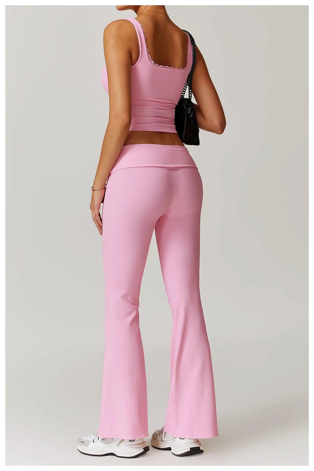 Women Flare Leggings High Waist Wide Leg Yoga Pants Lace Fitness Workout Tights Gym Sports Trousers Casual Slimming Clothing