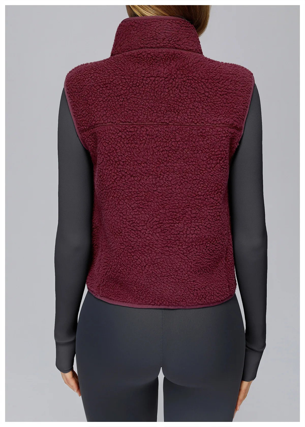 Winter Women's Standing Collar and Velvet Sports Vest Sleeveless Zipper Outerwear Vest Outdoor Running and Fitness Top