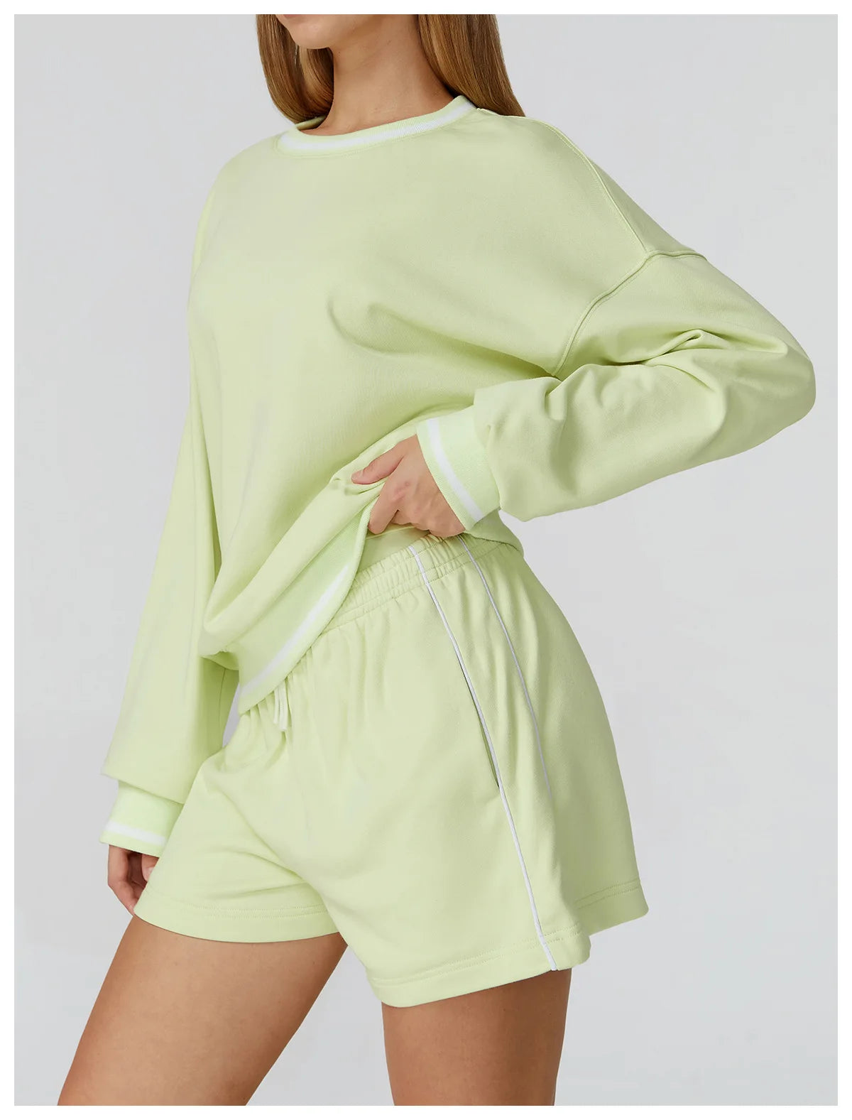 New Color Blocking Hoodie for Women Long Sleeved Loose Round Neck Top Fashionable Hoodie Outdoor Casual Running Sports Top