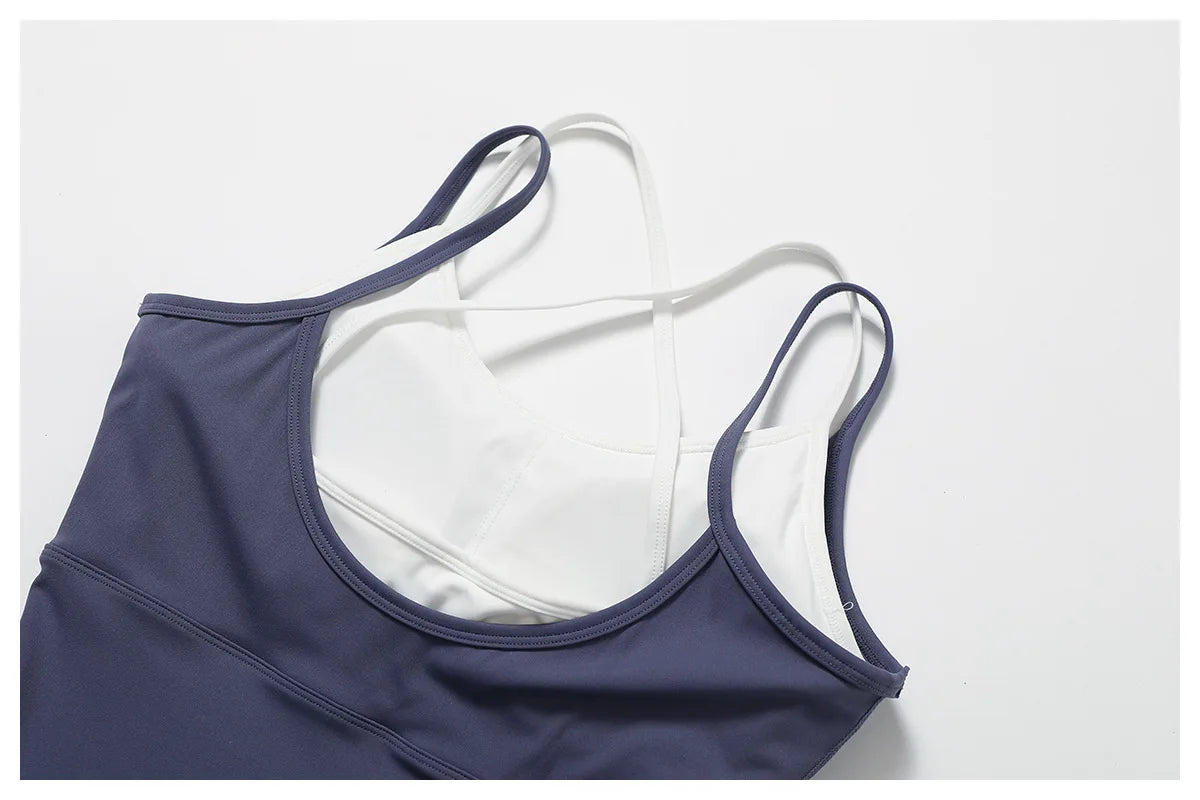 Color Blocked Jumpsuit Gym Set Women Yoga Suit Back Cross Sportswear Women Sports Jumpsuit Fitness Rompers Workout Bodysuits